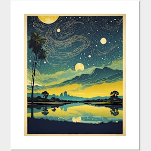 Parana Brazil Starry Night Vintage Tourism Travel Poster Art Posters and Art